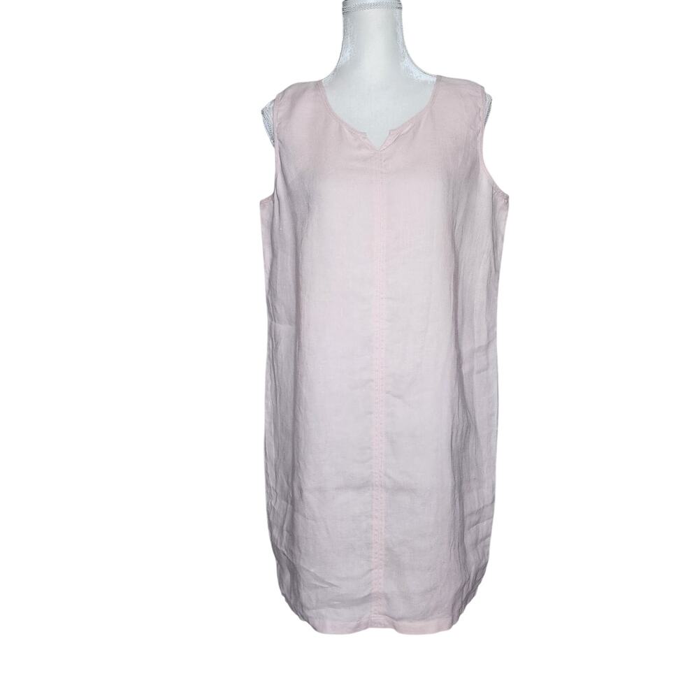 J. Jill Pink Linen Sheath Sleeveless Dress Women's Size Medium